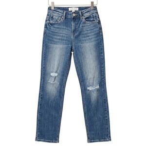 RISEN Jeans Los Angeles Womens Dark Wash Distressed Straight Leg Size 0/24
